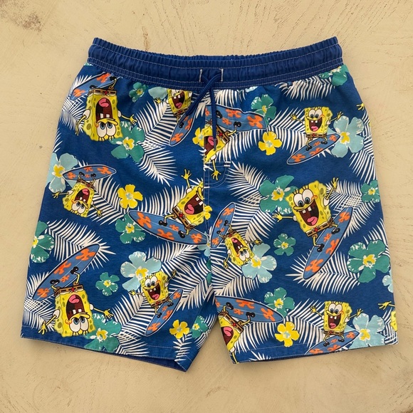 Nickelodeon Other - SpongeBob SquarePants Blue Tropical Print Swimming Shorts boys size 14